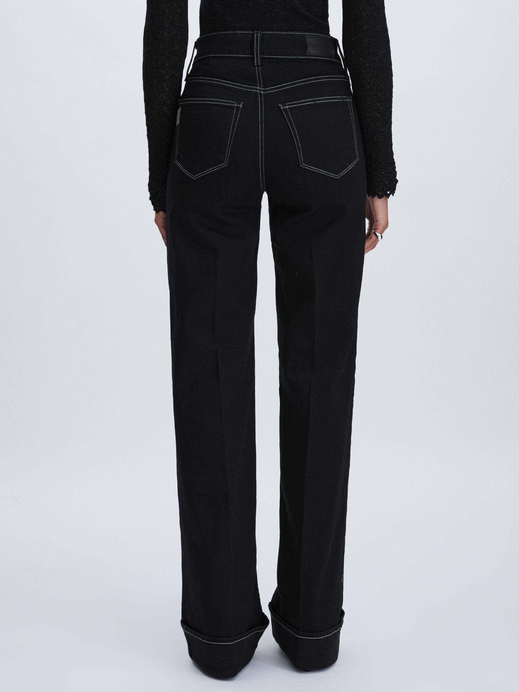 Paige Wide-Leg Cuffed Jeans in Black Product Image