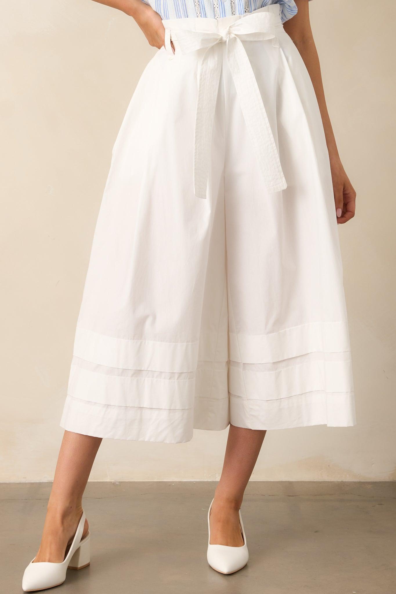 Glimpse In Time Cotton White Palazzo Pants Product Image