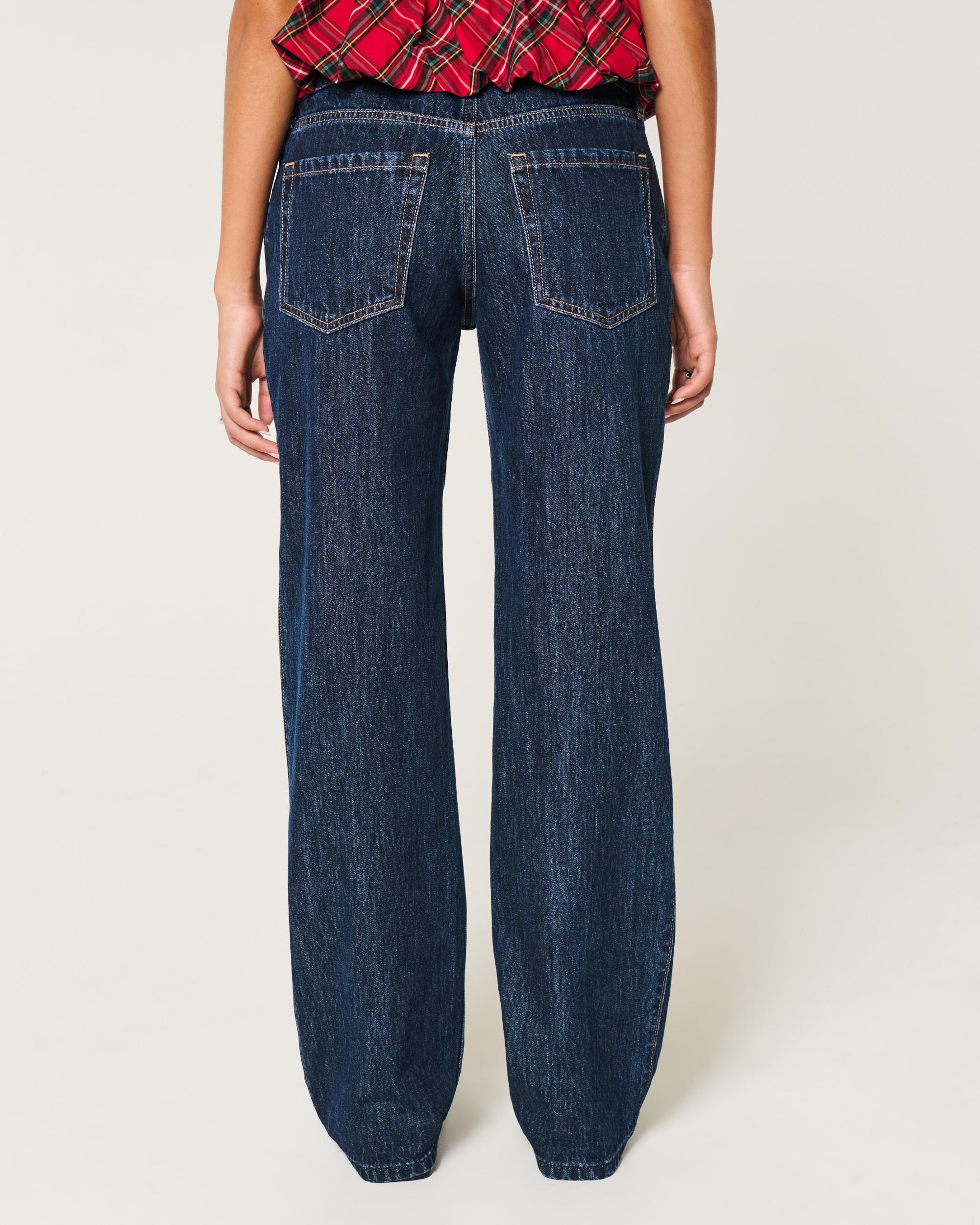 Low-Rise Dark Wash Loose Jeans Product Image