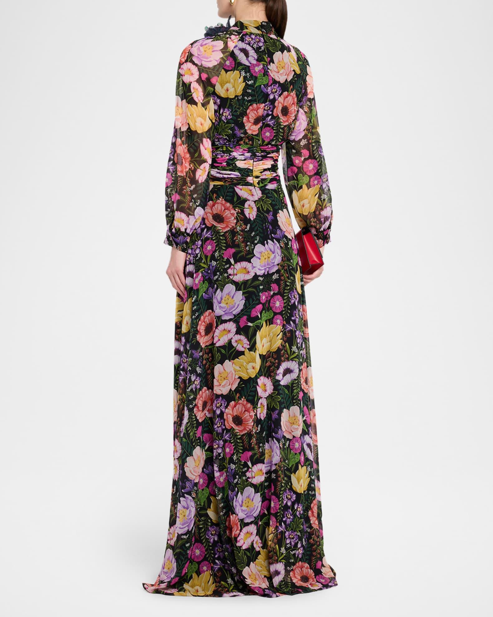 Floral-Print Chiffon Gown Product Image