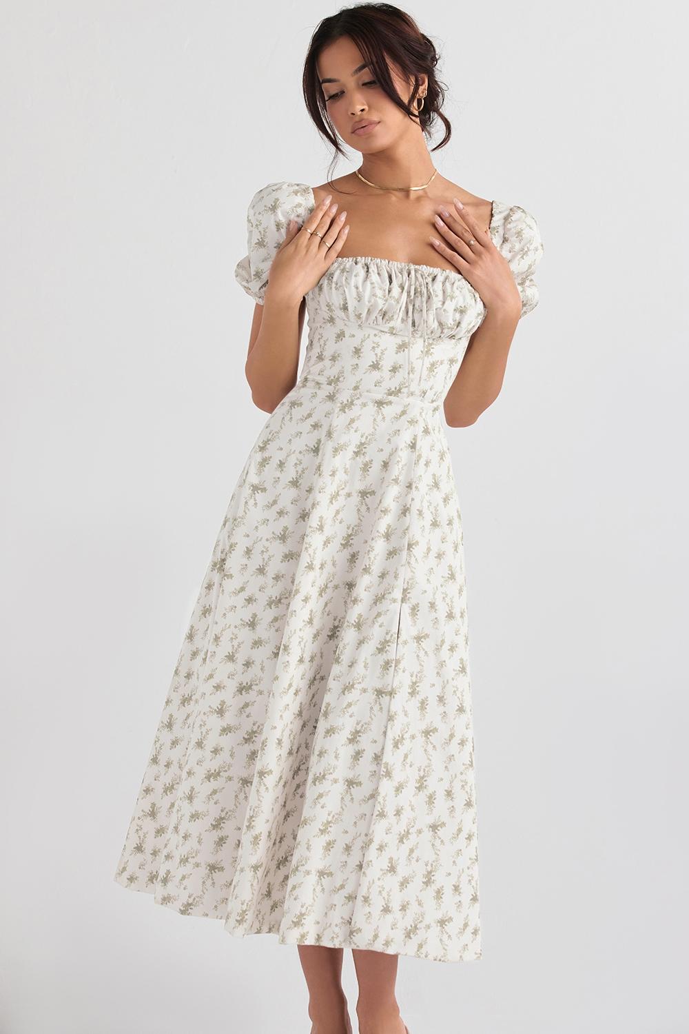 Tallulah  garden print puff sleeve midi sundress Product Image