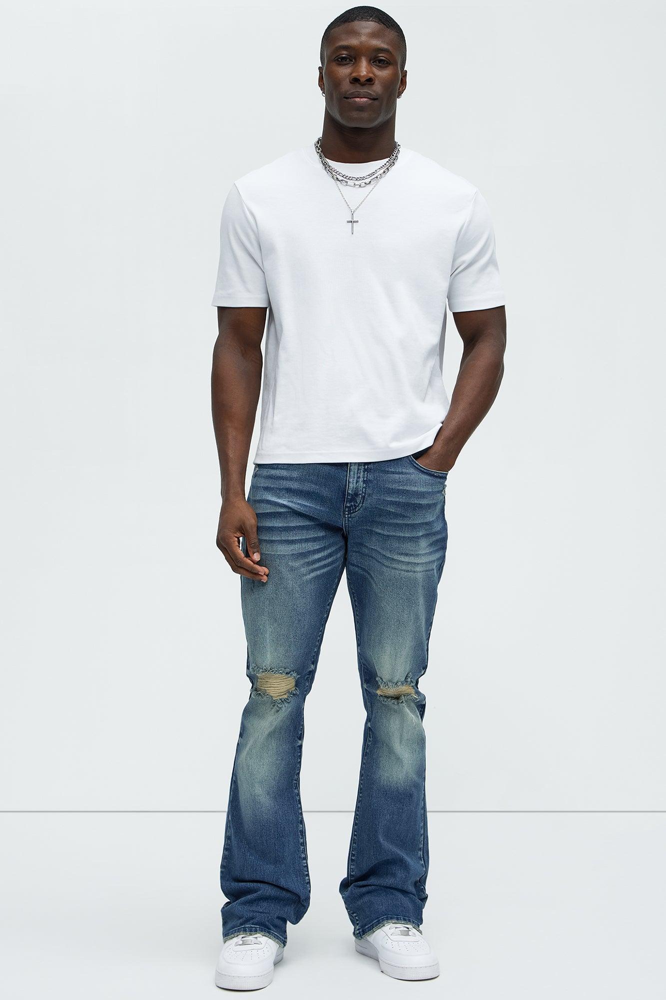 Halfway There Stacked Slim Flare Jeans - Dark Wash Product Image