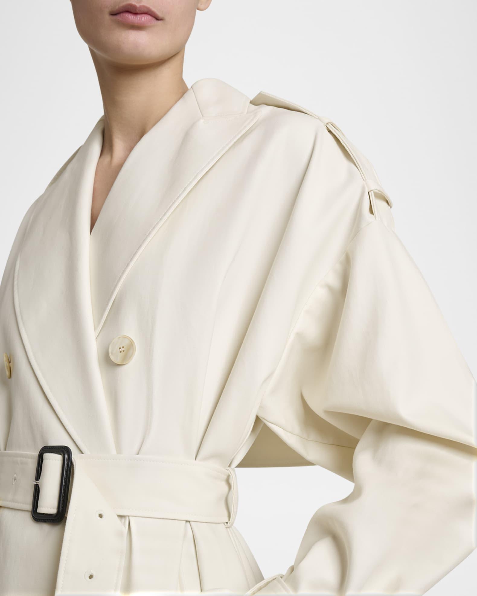 Cocoon Shoulder Double-Breasted Belted Trench Coat Product Image