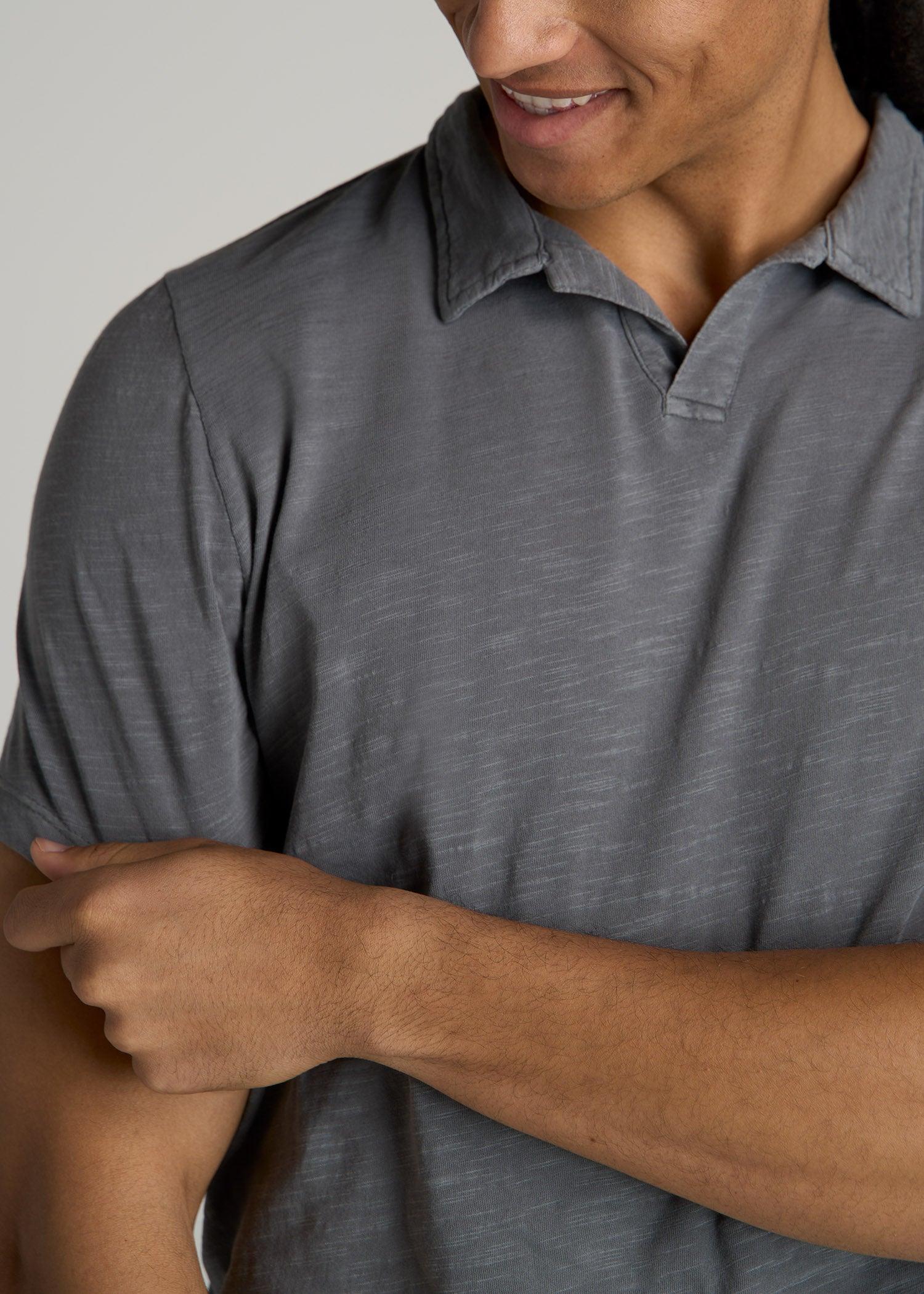 Slub Polo Shirt for Tall Men in Slate Male Product Image