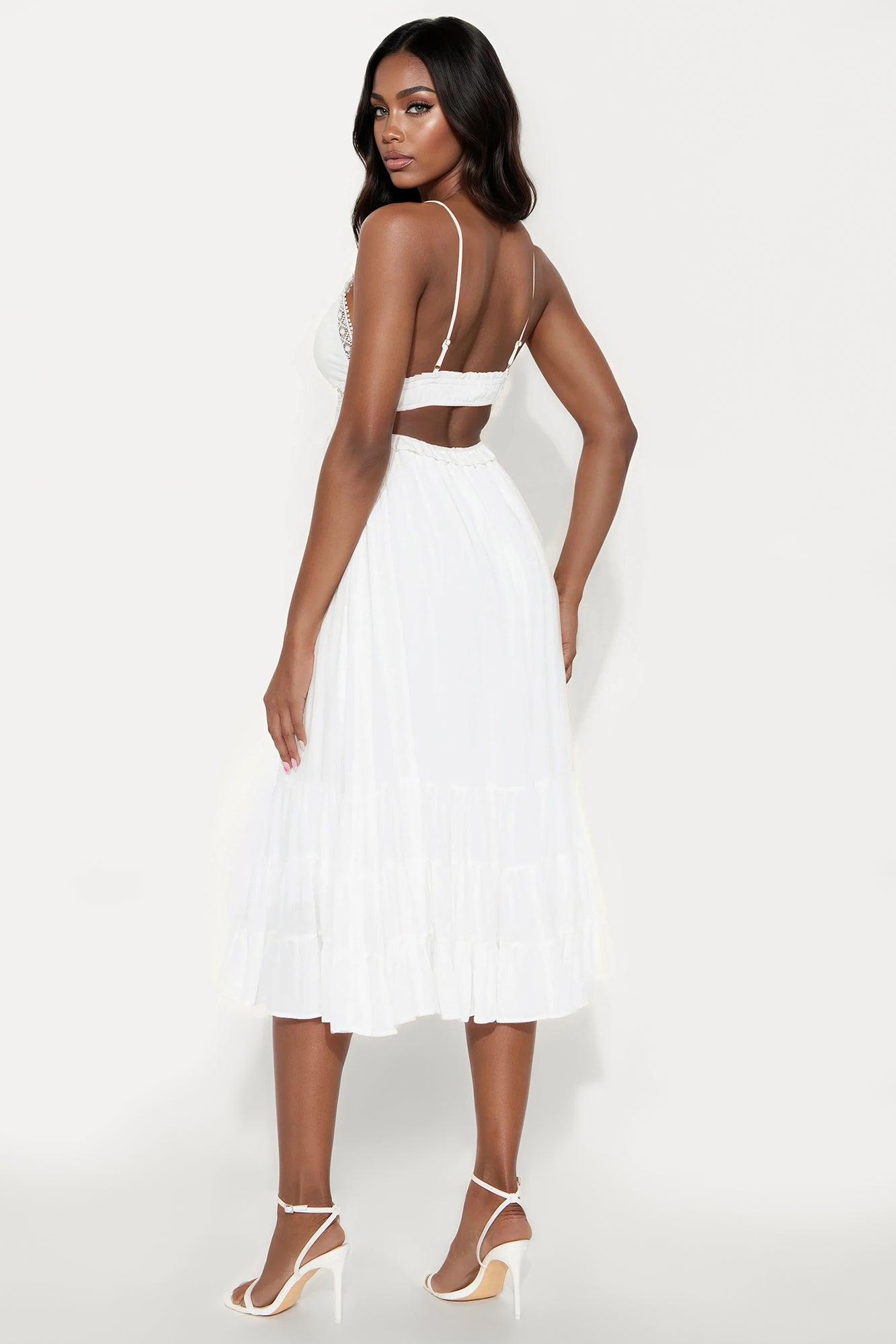 Aurora Ruffle Maxi Dress - White Product Image