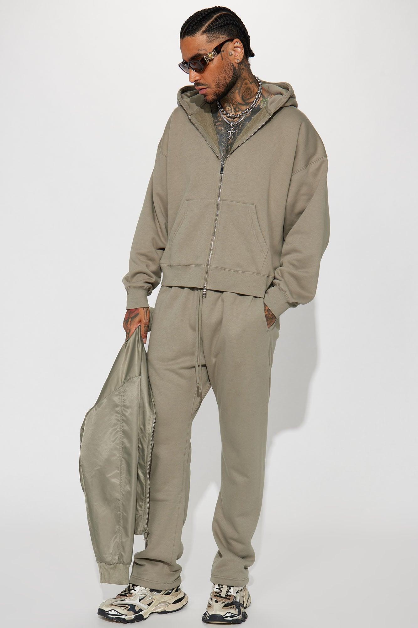 Tyson Oversized Heavyweight Zip Up - Olive Product Image