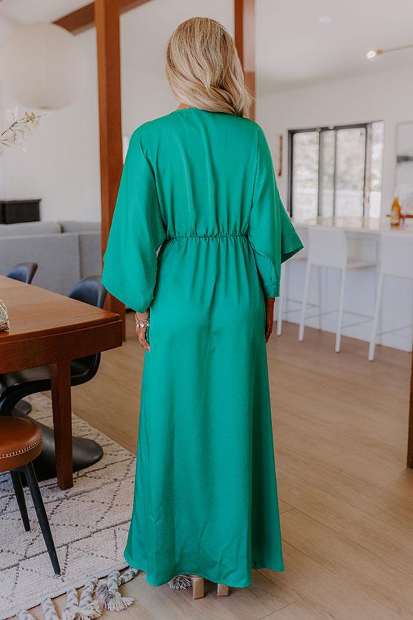 Grand Entrance Satin Maxi Dress in Green Product Image