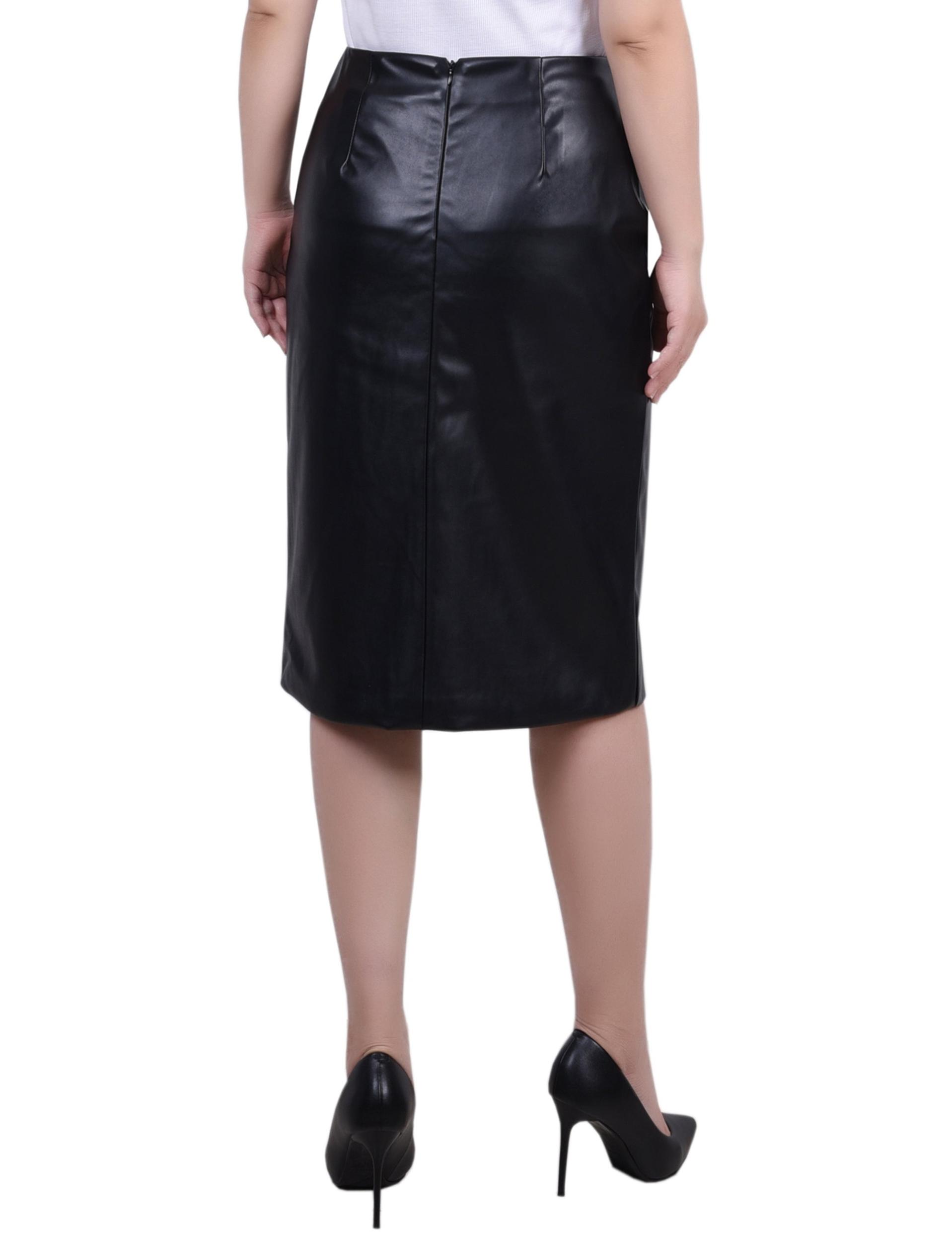 Black Faux Leather Slim Skirt - Petite Product Image