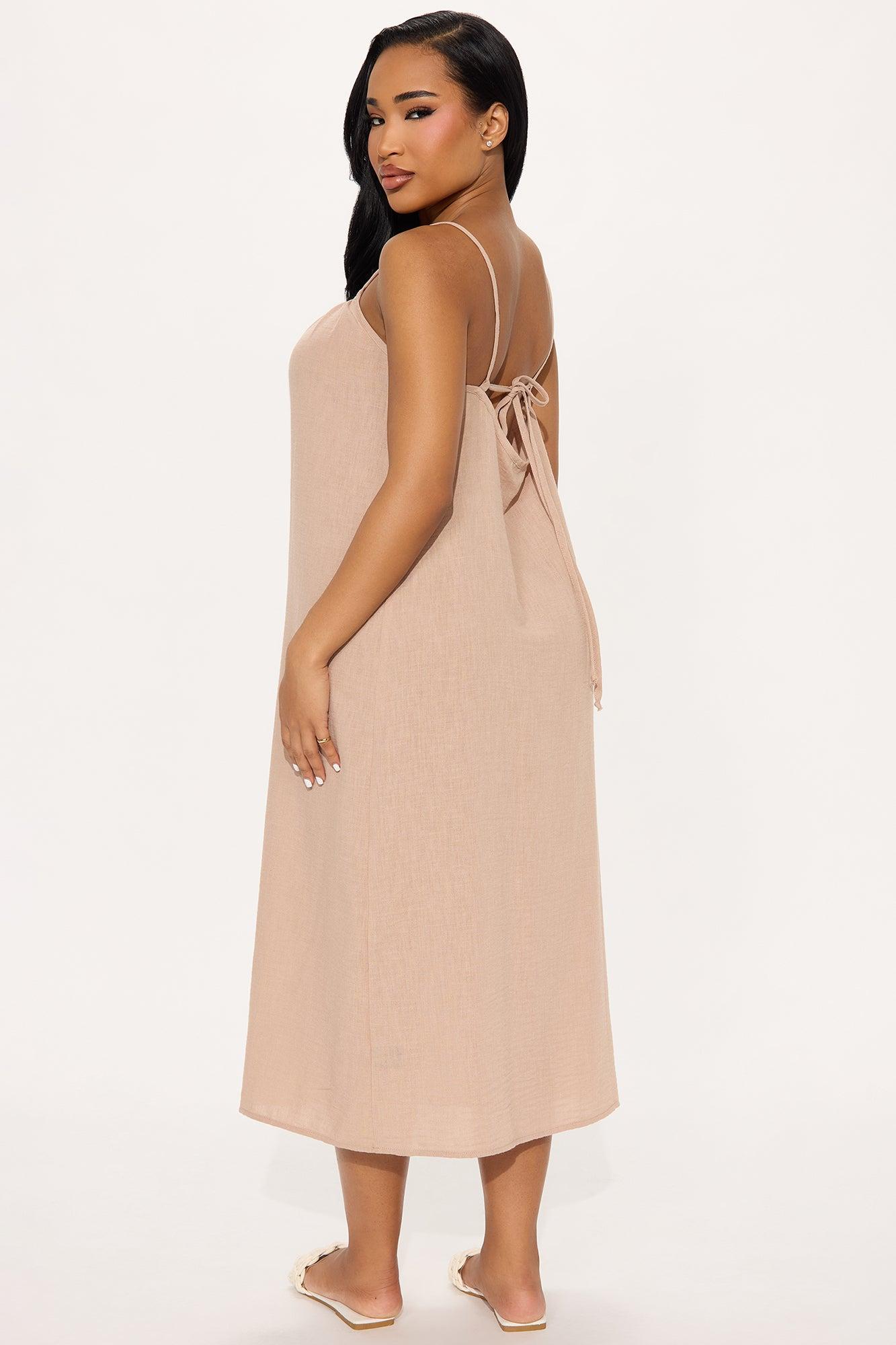 On The Coast Gauze Vacation Midi Dress - Mocha Product Image