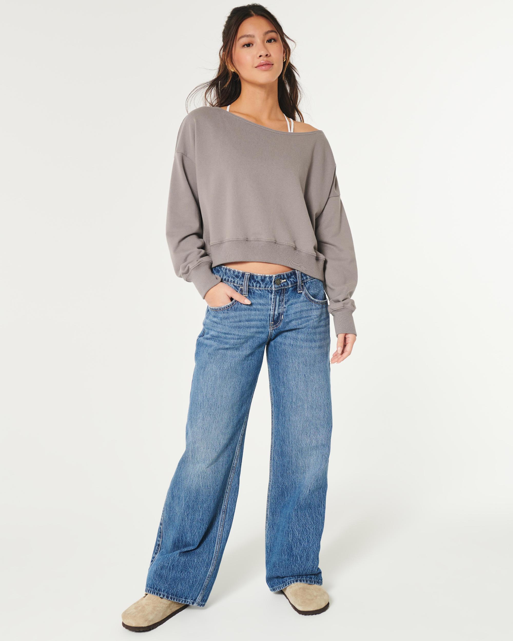 Easy Terry Off-the-Shoulder Sweatshirt Product Image