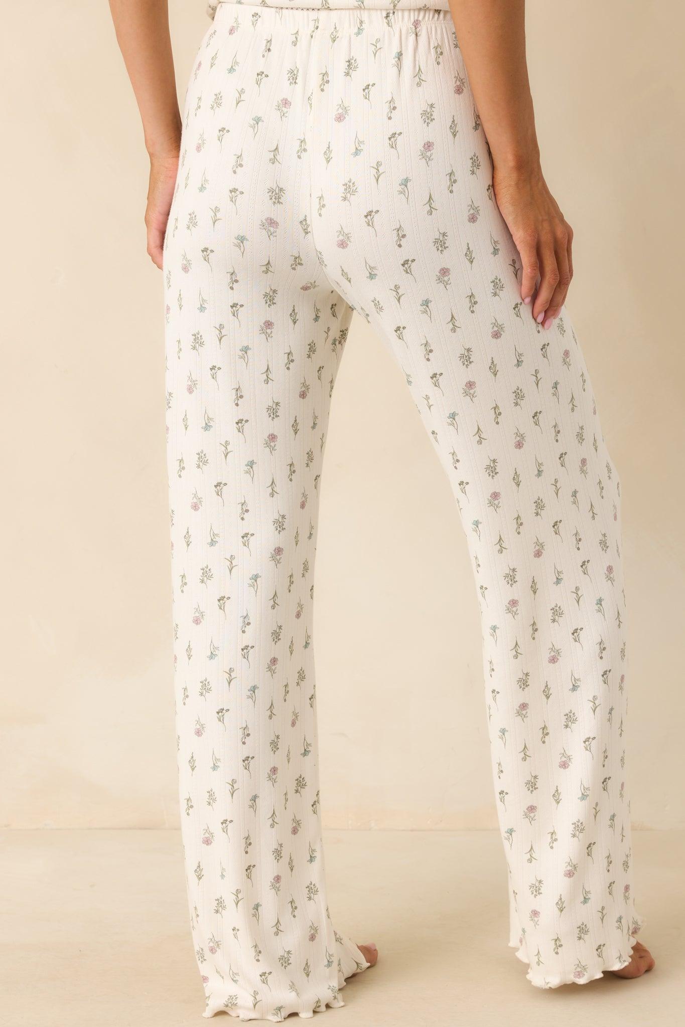 Z Supply White Pointelle Knit Sabrina Floral Pants Product Image