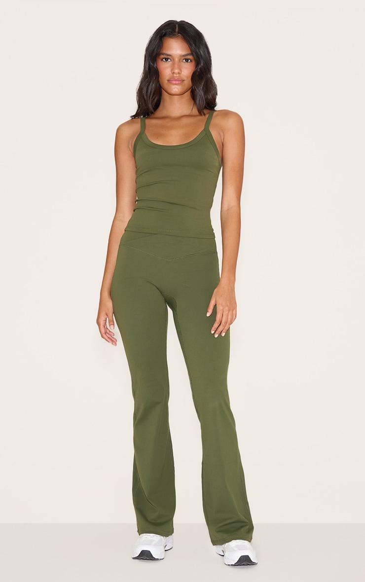 Khaki Sculpt Wrap Waist Yoga Pants Product Image