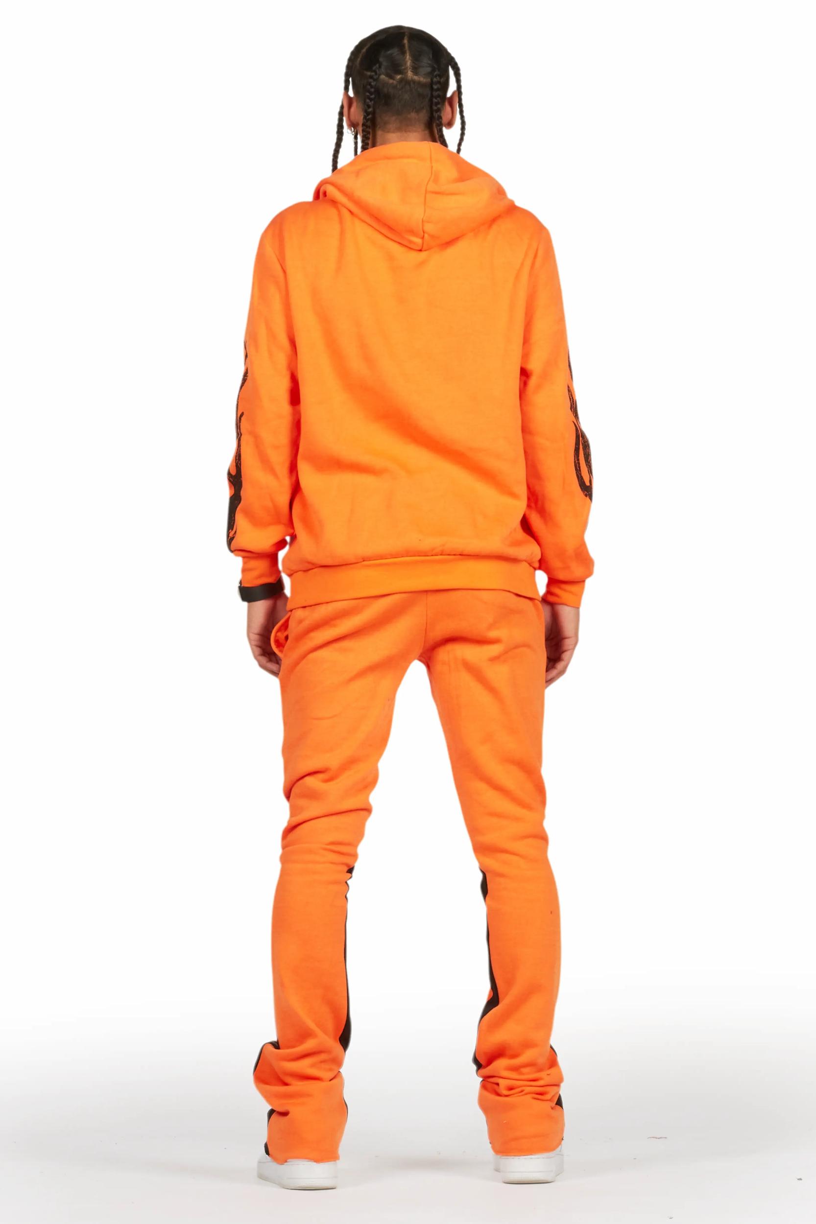 Amos Orange Hoodie/Stacked Flare Track Set Male Product Image