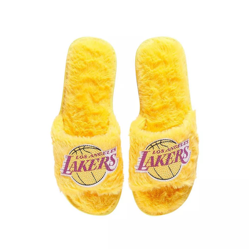 Women's FOCO Gold Los Angeles Lakers Rhinestone Fuzzy Slippers, Size: XL, Yellow Product Image