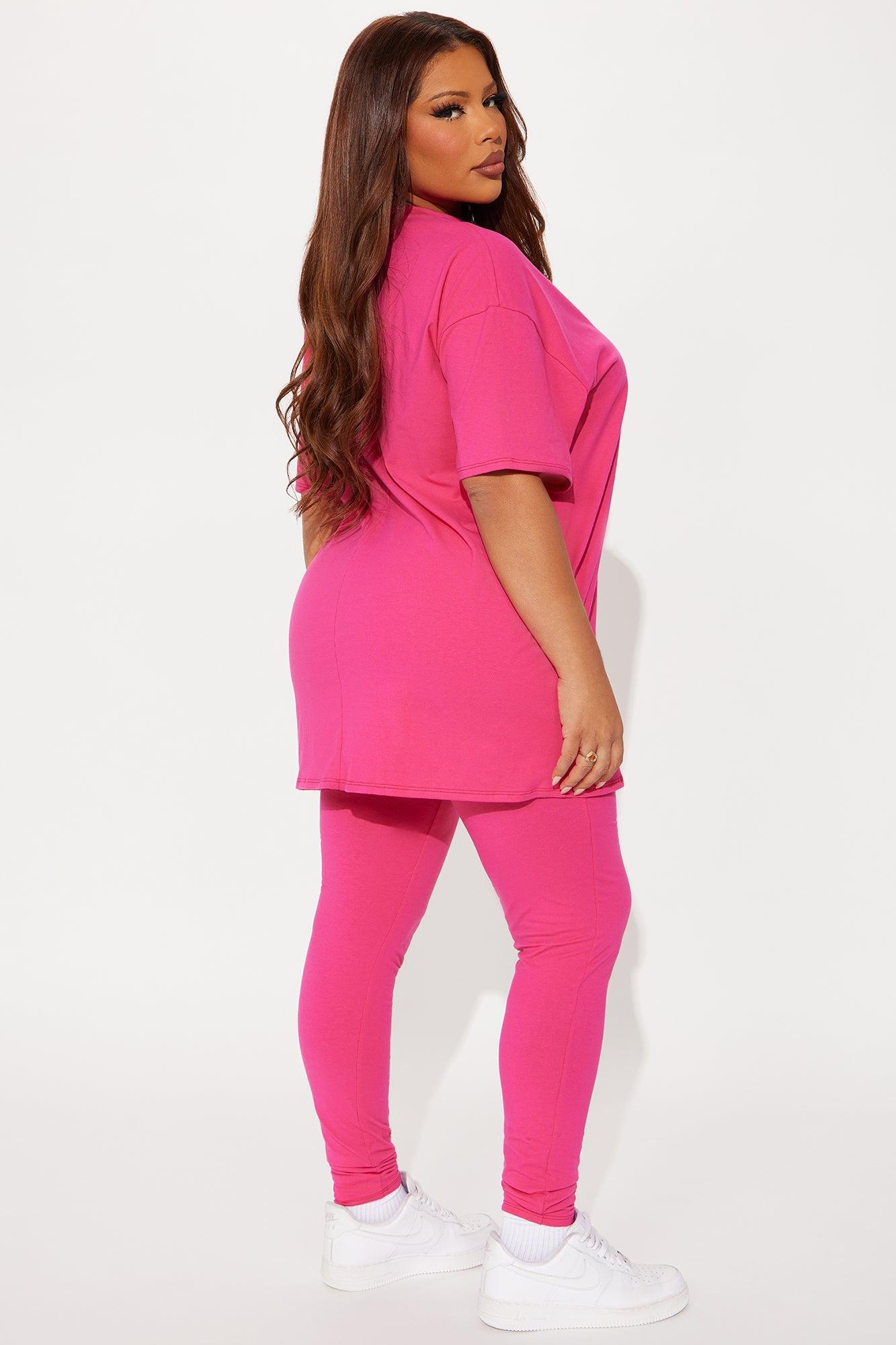 Health Is Wealth Legging Set - Hot Pink Female Product Image