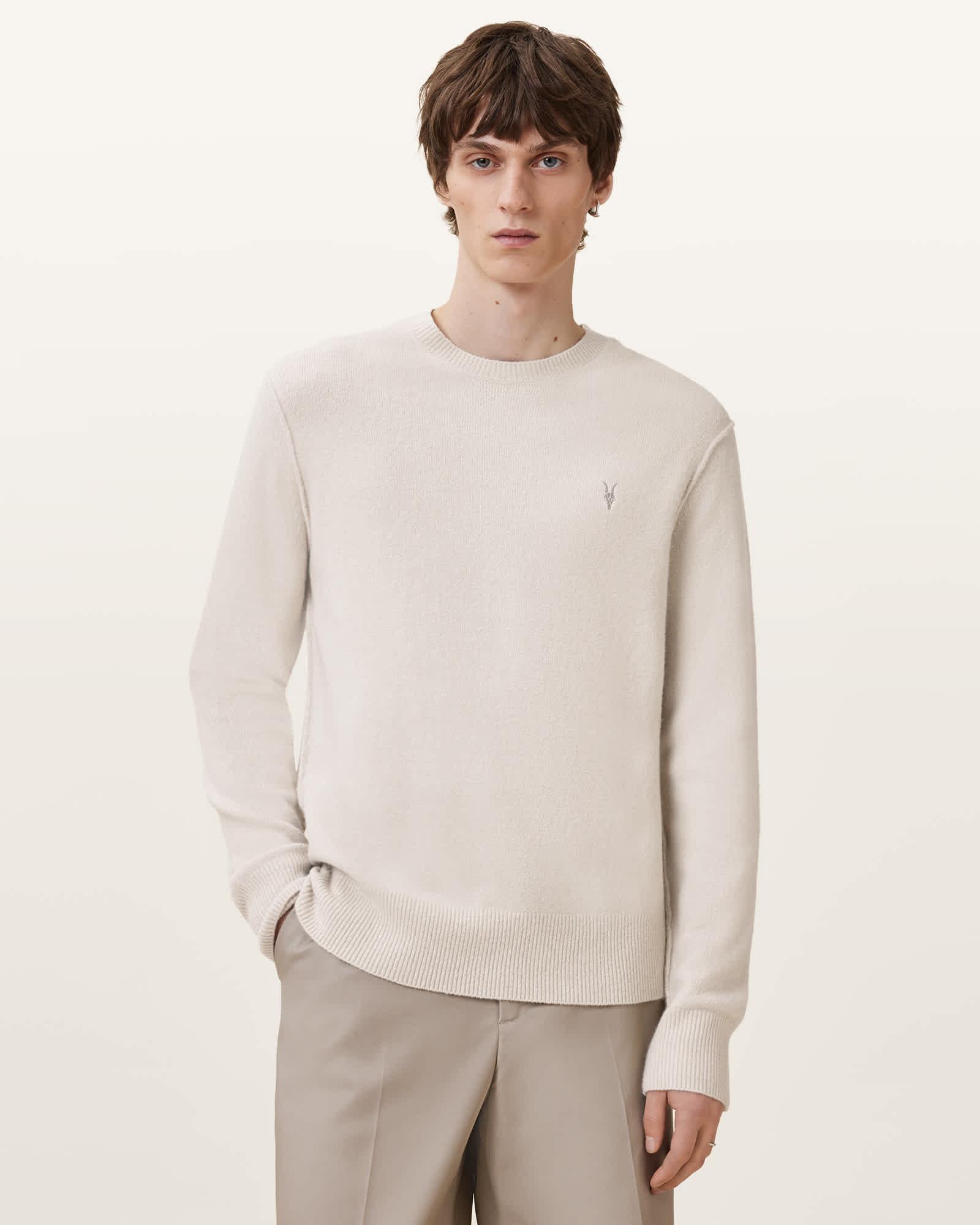Statten Ramskull Crew Neck Sweater CLOUDY WHITE | ALLSAINTS US Product Image