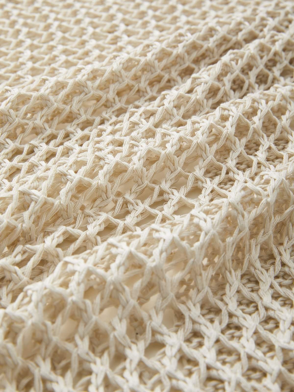 Cross Pattern Crochet Hollow Long Sleeve Knit Top Product Image