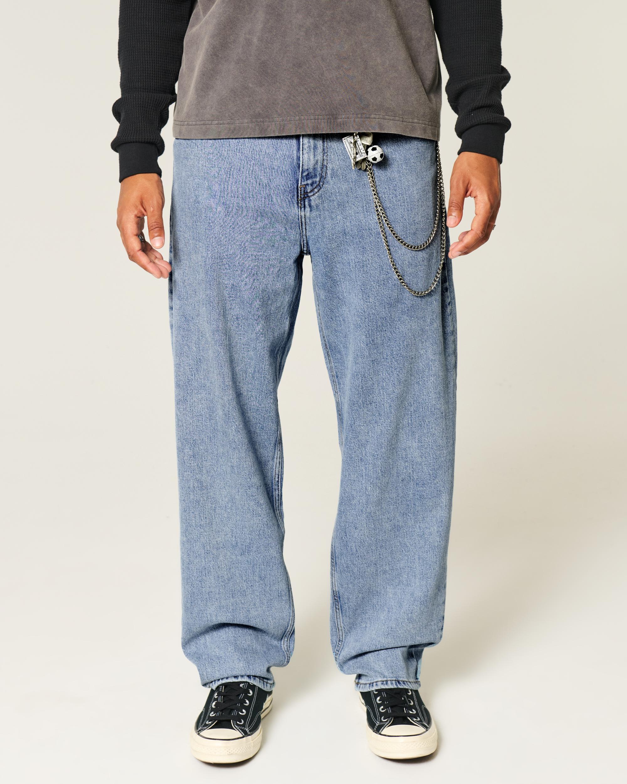 Medium Wash Skater Baggy Jeans Product Image