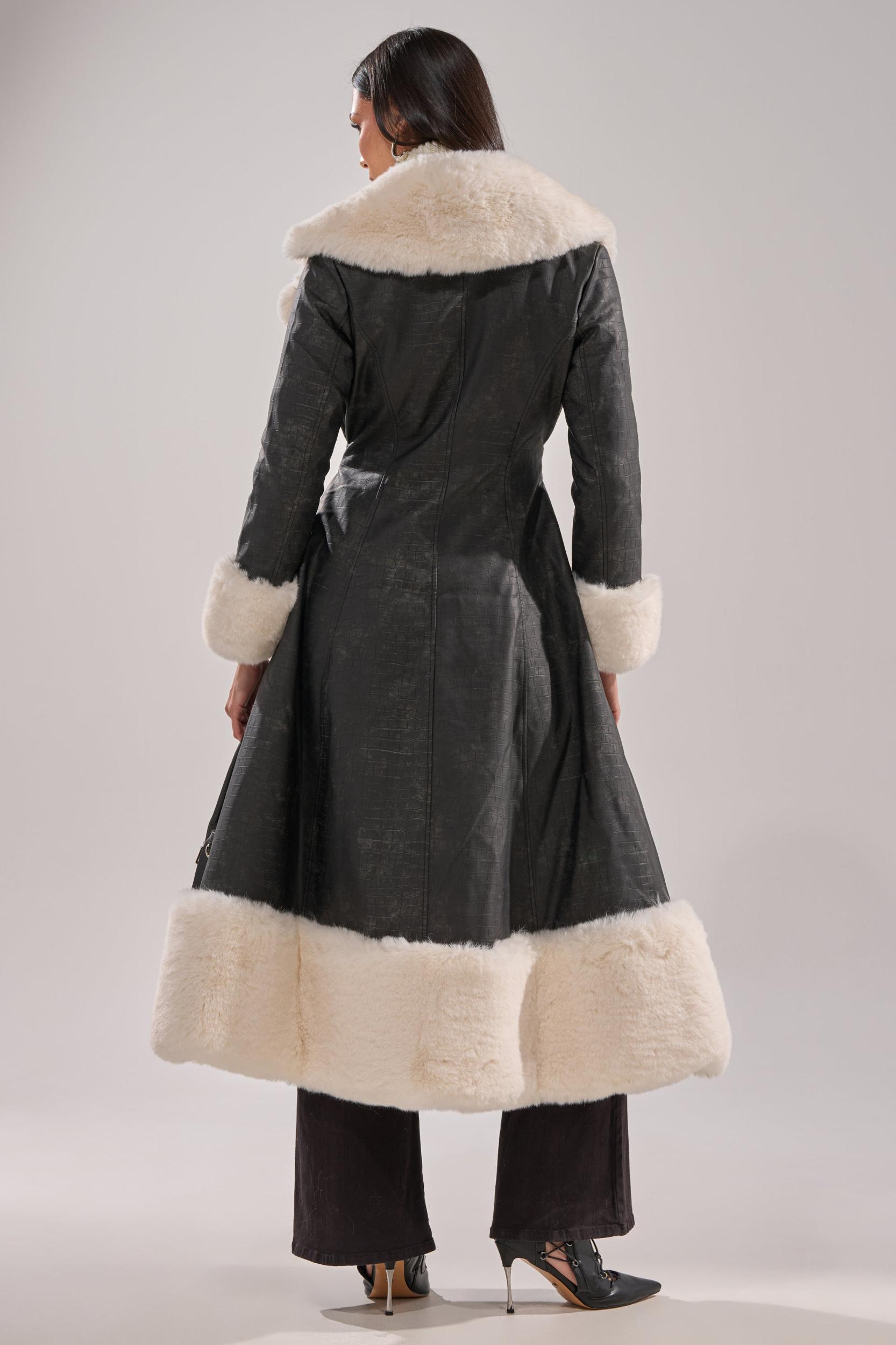 VIVIAN FUR TRIM TRENCH IN GREY Product Image