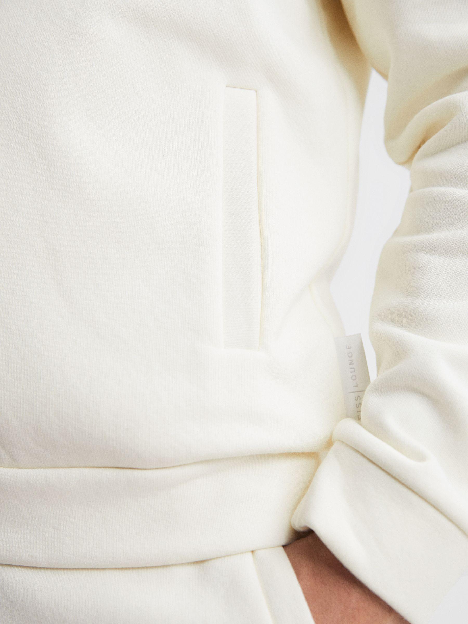 Cotton Zip-Through Hoodie in Ecru Product Image