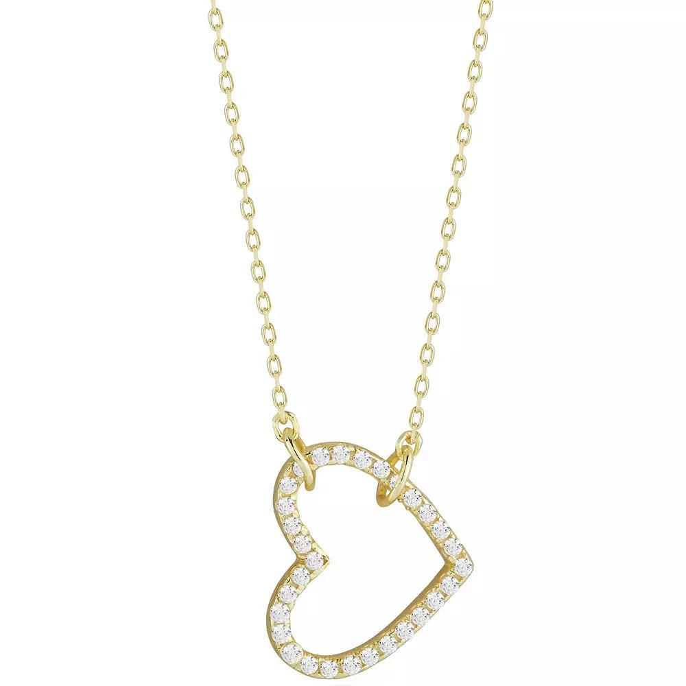 Sunkissed Sterling Cubic Zirconia Hanging Heart Pendant Necklace, Womens Gold Tone Product Image