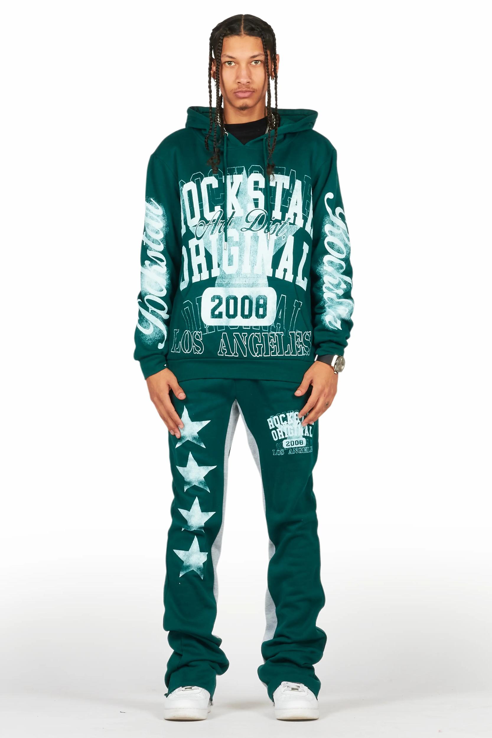 Greil Dark Green Hoodie/Baggy Track Pant Set Male Product Image