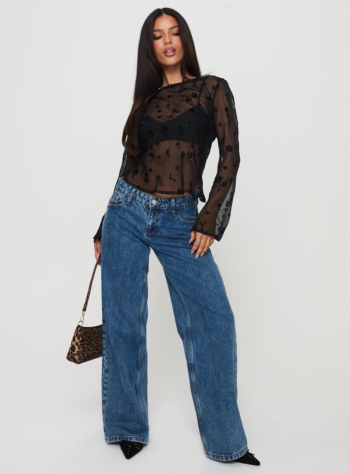 Broken Clocks Long Sleeve Top Black Product Image