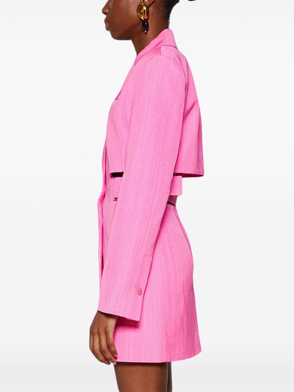 JACQUEMUS Bari Cutout Single-breasted Mini Blazer Dress In Pink Product Image