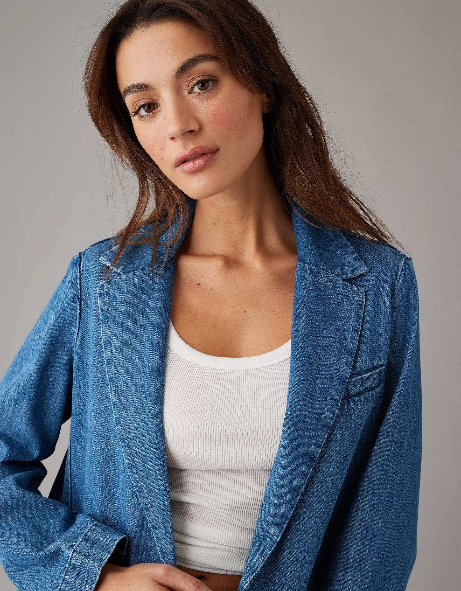 AE Oversized Denim Blazer Product Image