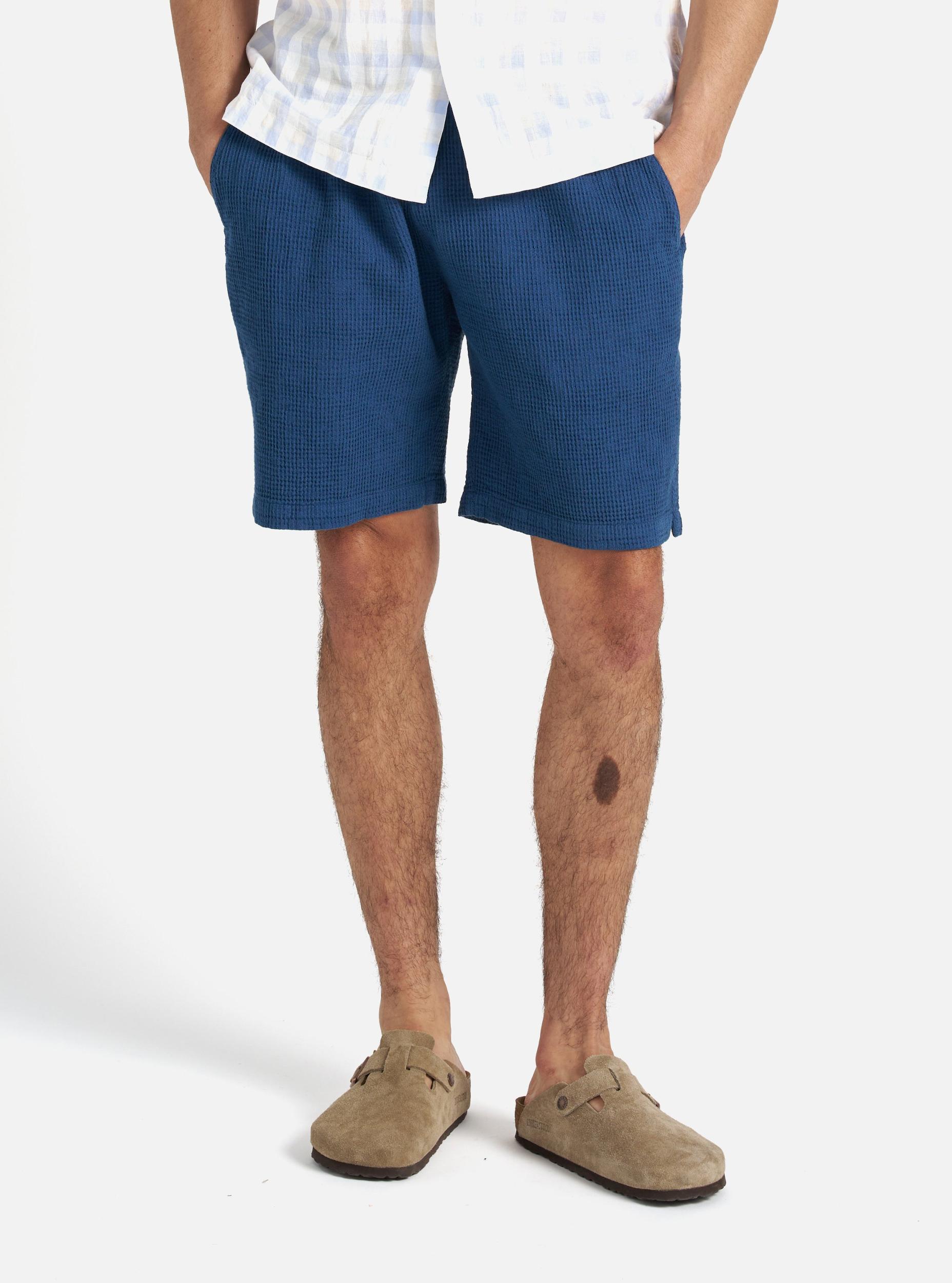 Universal Works Simple Short in Navy Japanese Waffle Product Image
