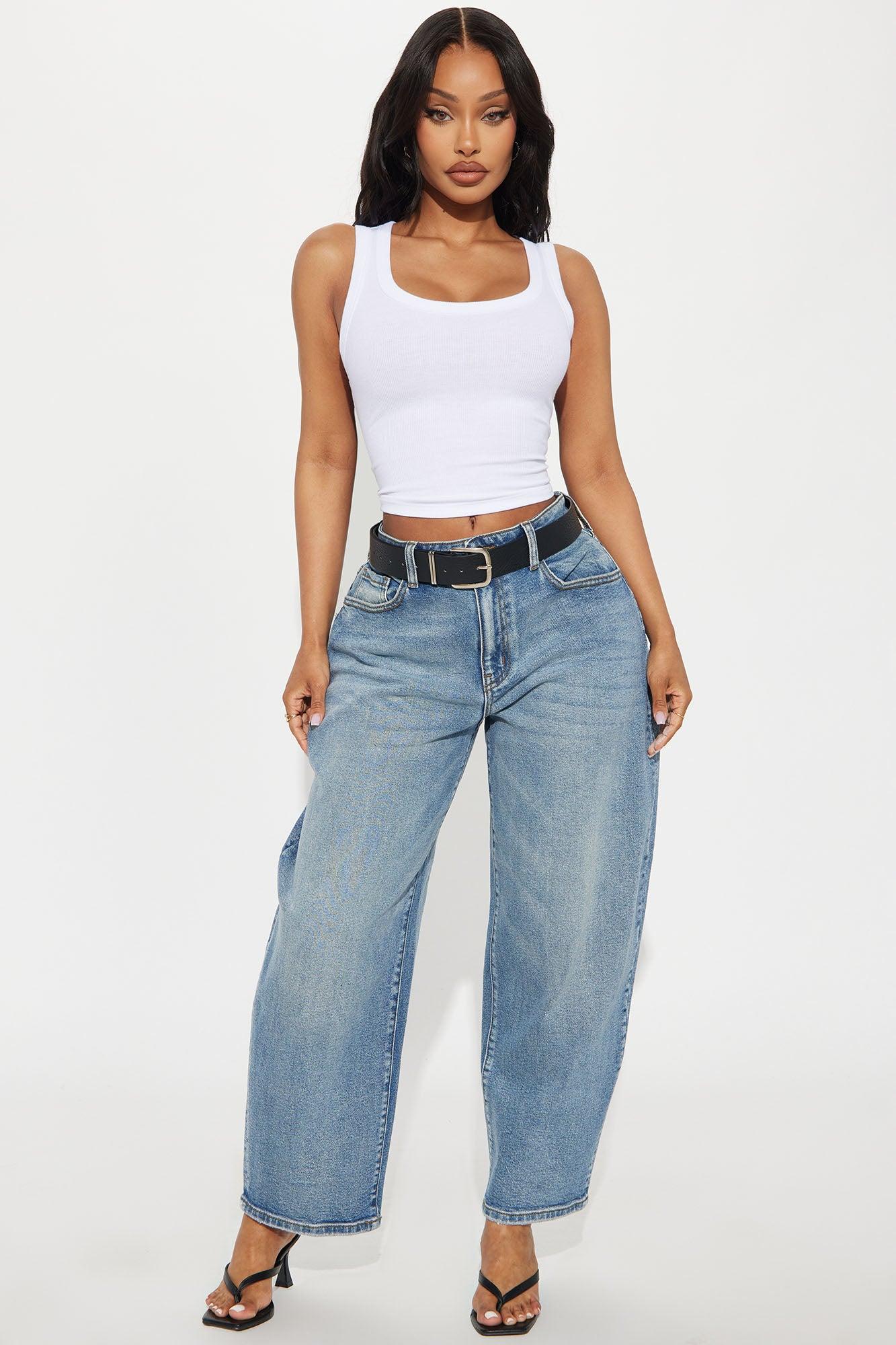 Classic Barrel Leg Denim Jeans - Vintage Wash Product Image