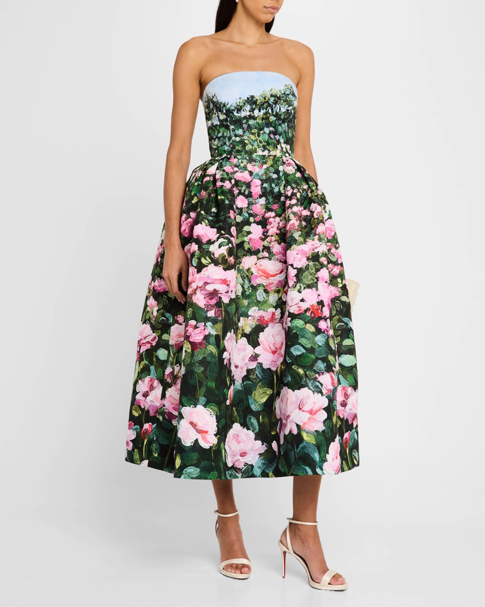 Strapless Painted Bellflower Faille Gown Product Image