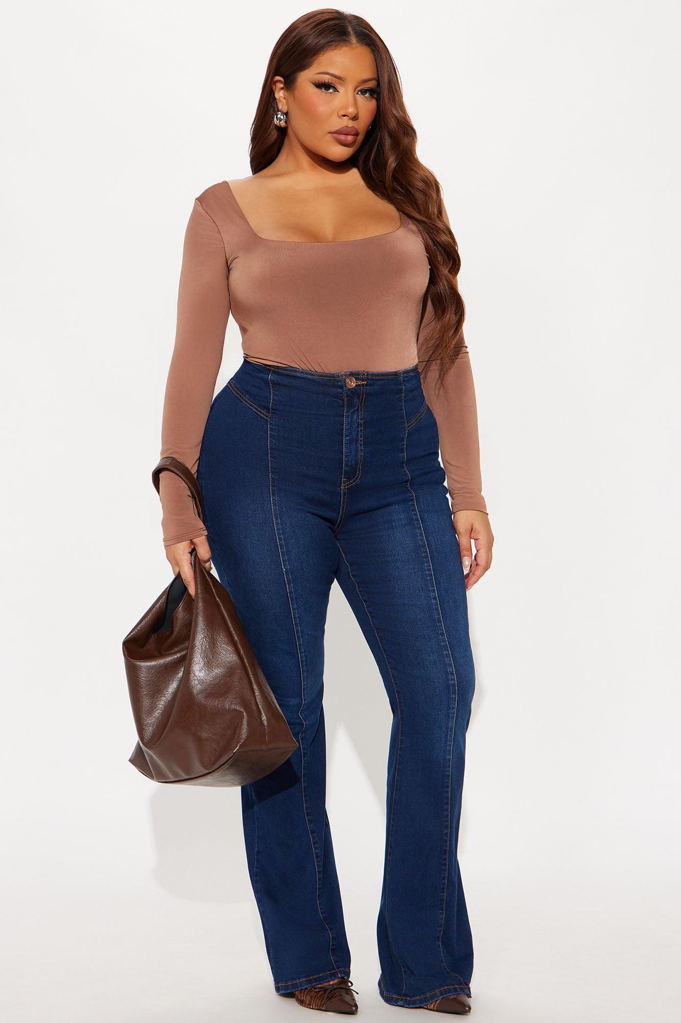 Living Proof Long Sleeve Backless Bodysuit - Chocolate Female Product Image