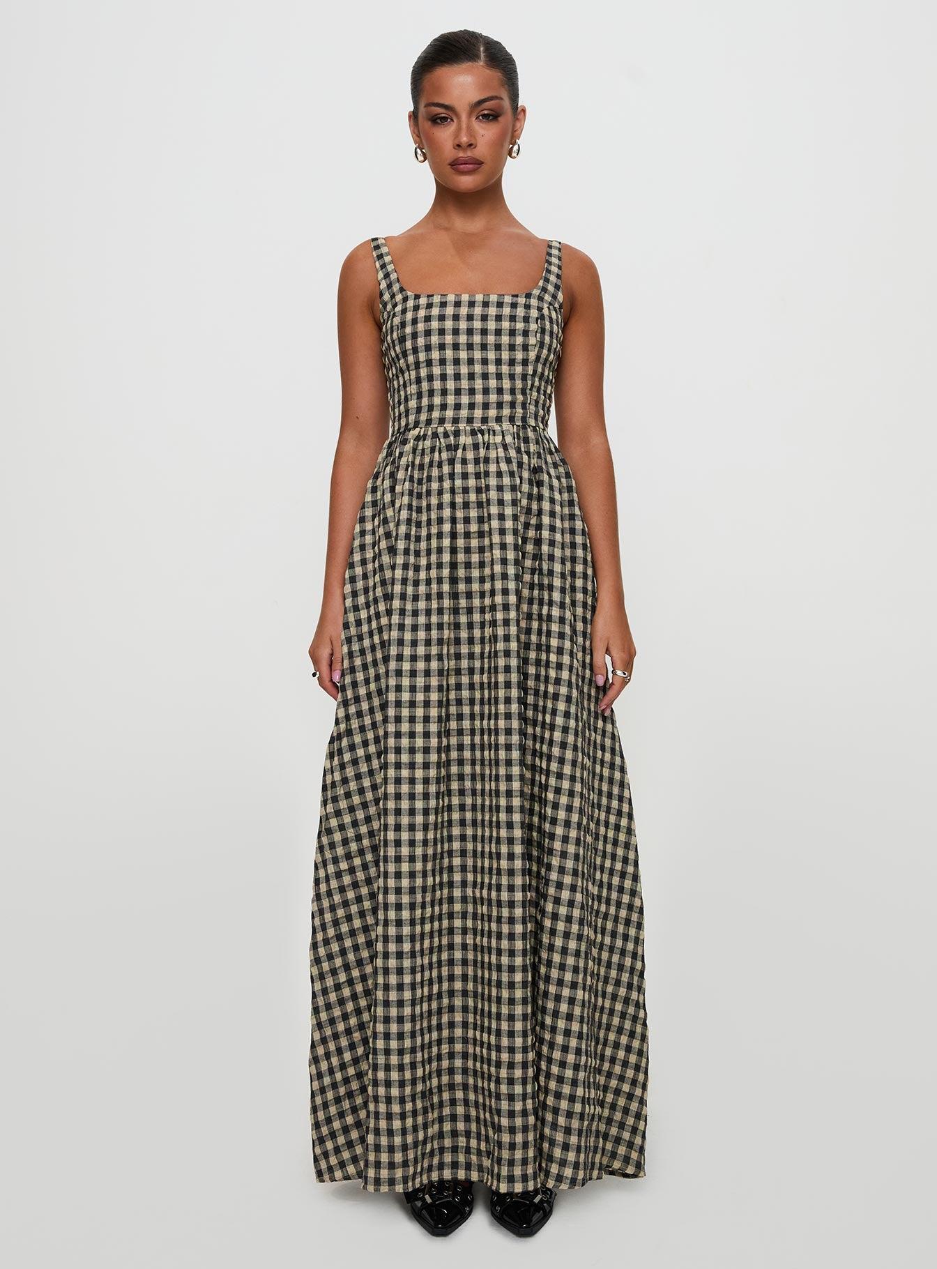 Cartmel Check Maxi Dress Black / Cream Product Image