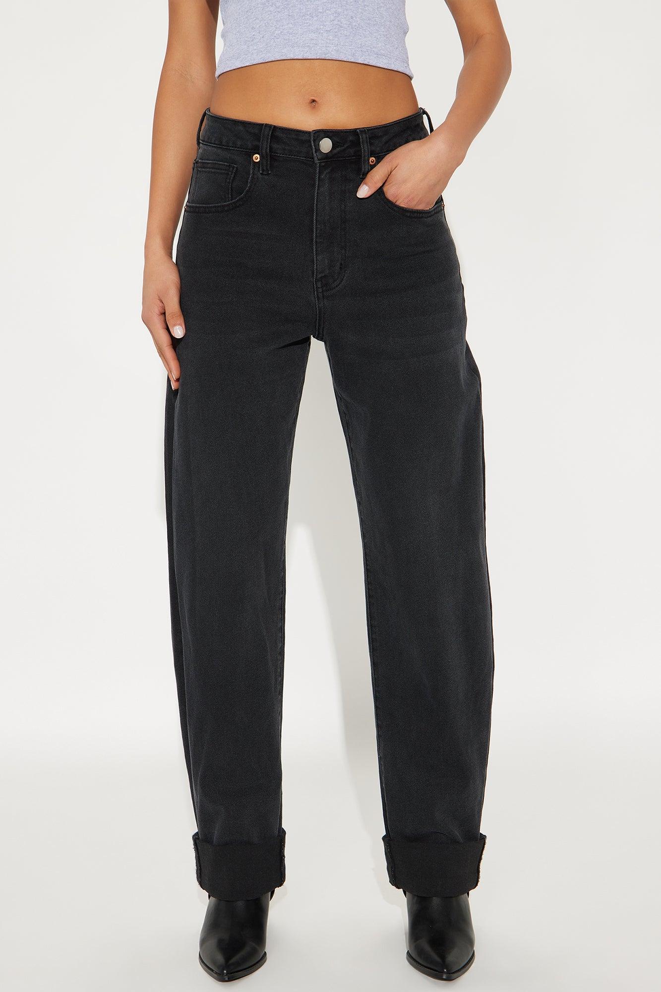 Doin' Time Denim Cuffed Straight Leg - Black Product Image