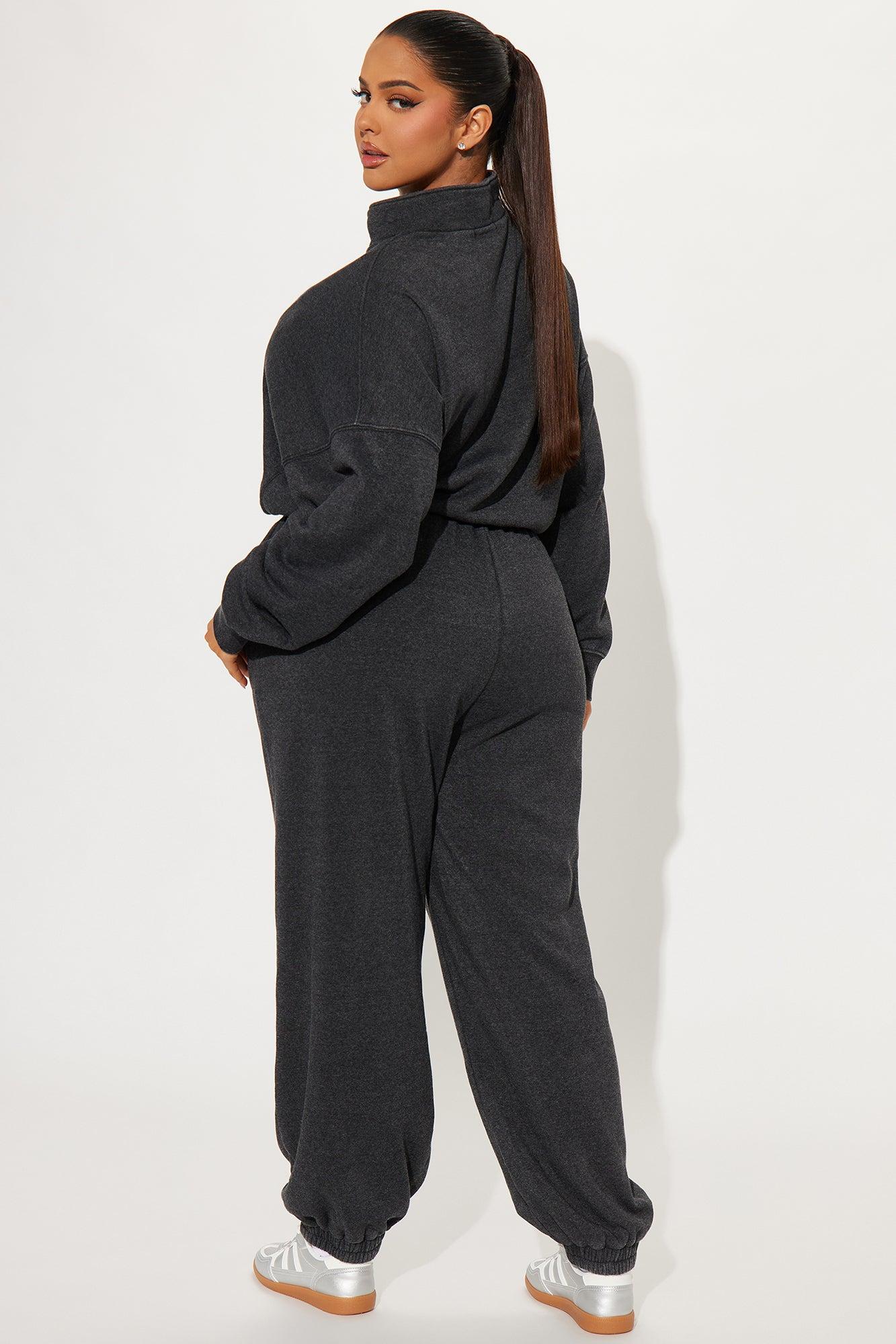 Build You Up French Terry Jumpsuit - Black Product Image