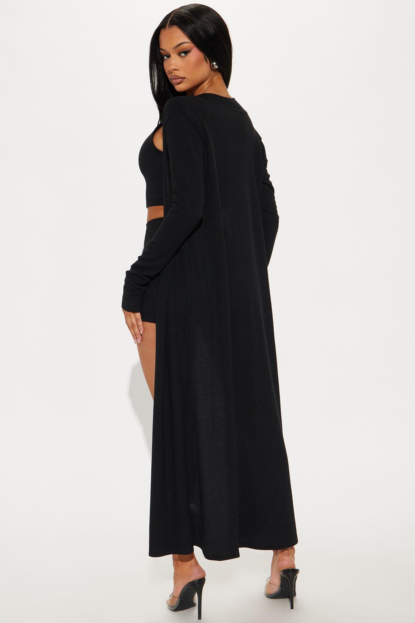 Leylani Ribbed 3 Piece Short Set - Black Product Image