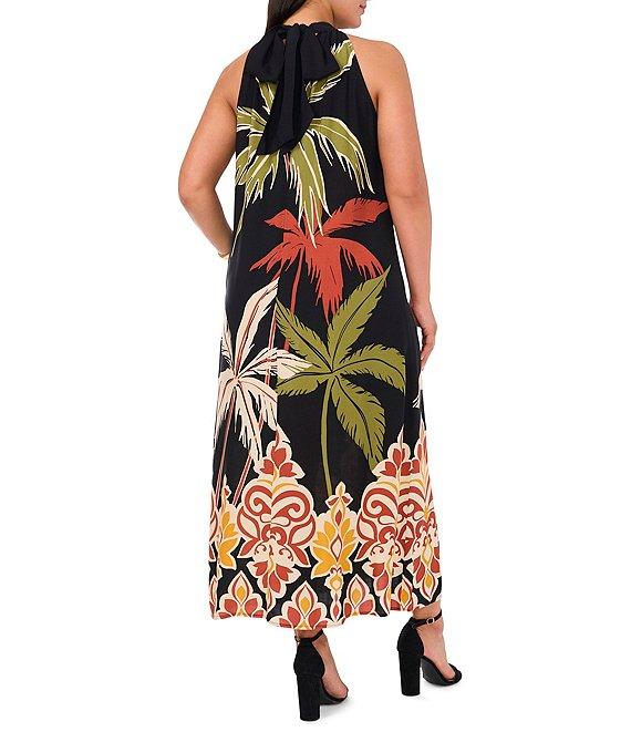 Vince Camuto Plus Size Halter Neck Sleeveless Floral Dress Product Image