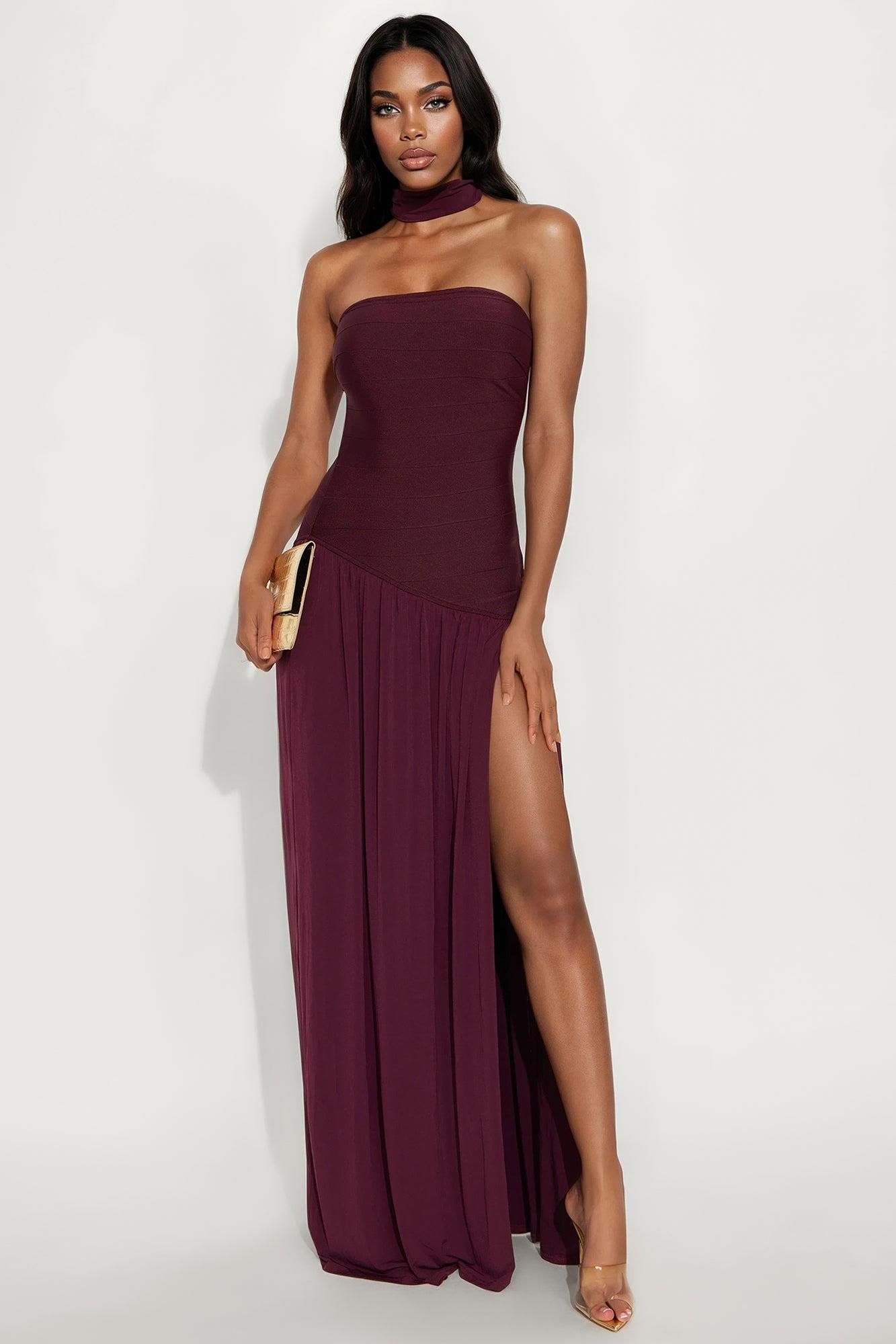 Amelia Drop Waist Bandage Gown - Plum Female Product Image