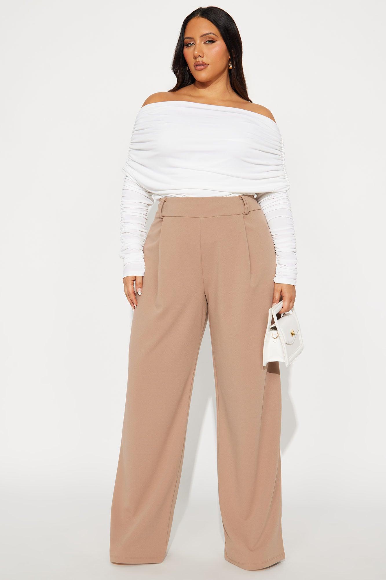 Late To The Meeting Wide Leg Trouser Pant - Mocha Female Product Image