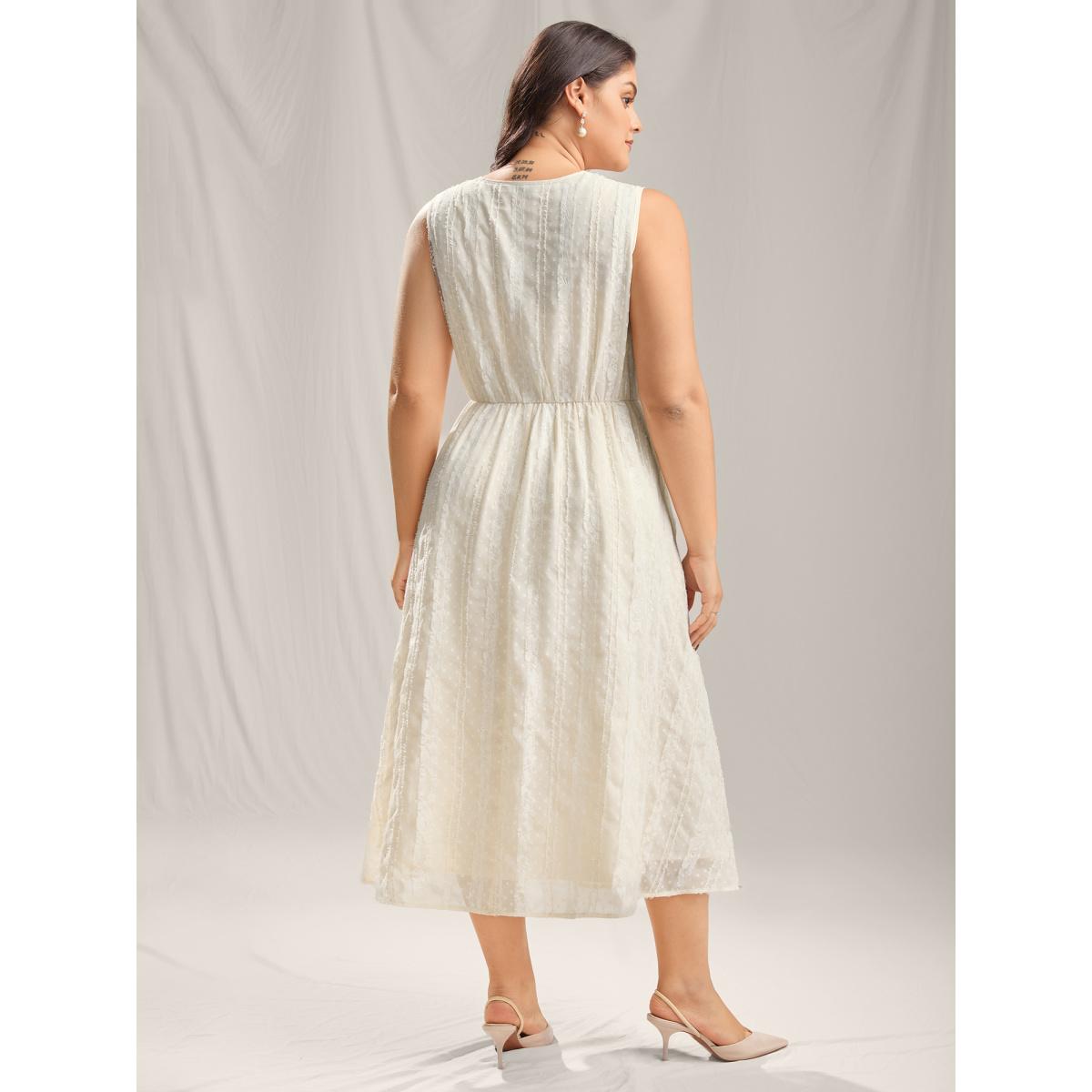 Plus Size Woven Textured Surplice Neck Maxi Dress Apricot Women Overlap Collar Sleeveless Curvy BloomChic 28/5X Product Image