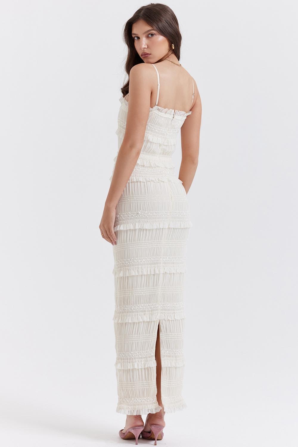Solana  ivory sequin pleat maxi dress Product Image