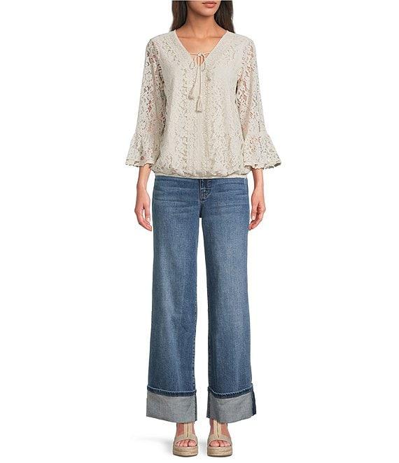 KUT from the Kloth Meg High Rise Wide Leg Cuffed Hem Jeans Product Image