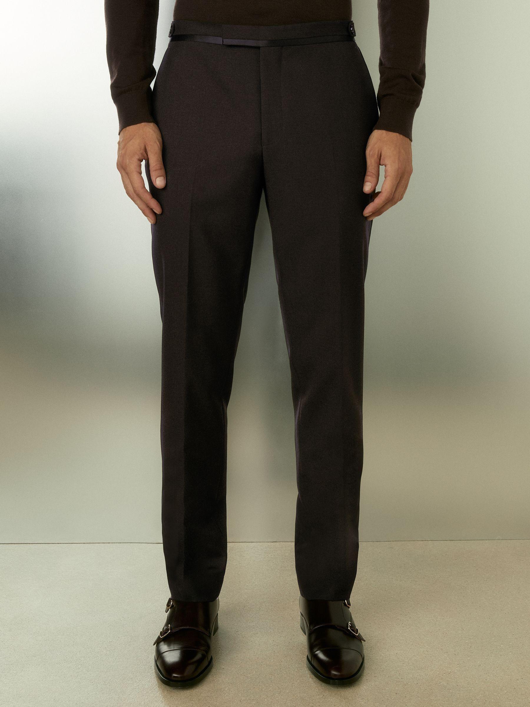 Wool Tuxedo Trousers Slim Fit in Brown Product Image
