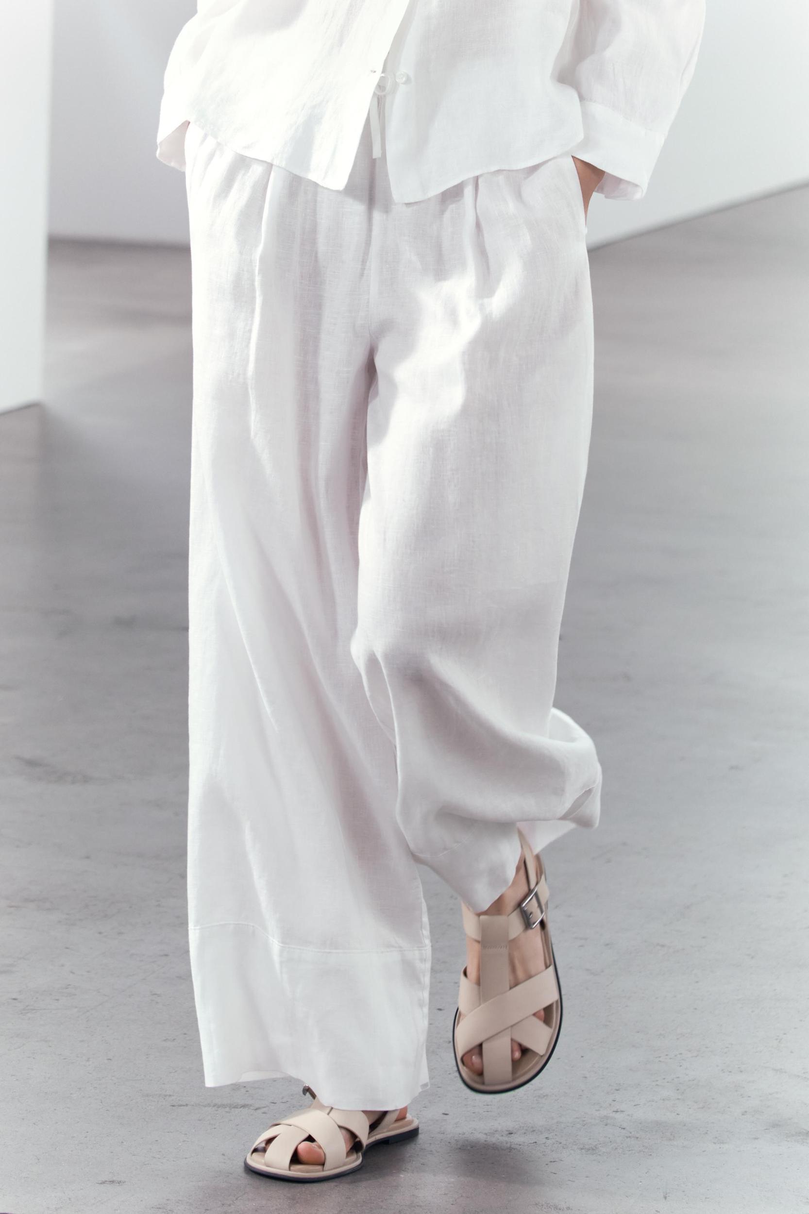 100% LINEN PALAZZO PANTS ZW COLLECTION Product Image