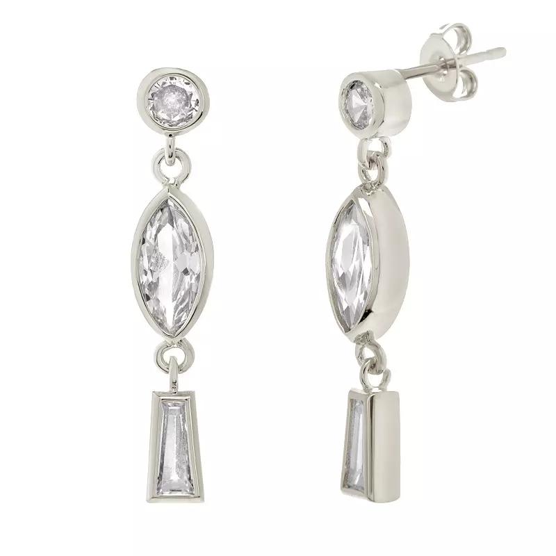 MC Collective Cubic Zirconia Drop Stud Earrings, Women's, Silver Tone Product Image