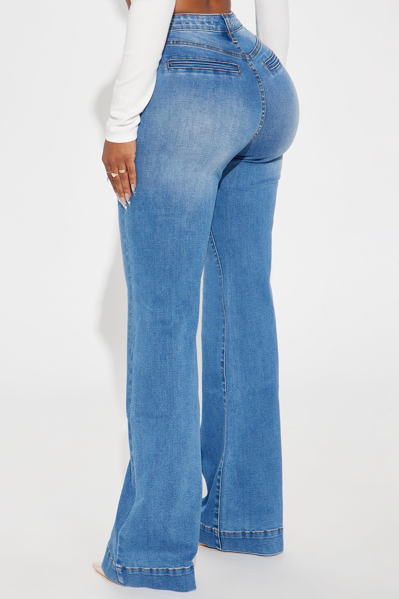 About Business Stretch Flare Trouser Jeans - Medium Wash Product Image