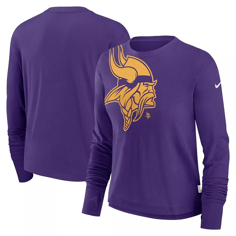 Women's Nike Purple Minnesota Vikings Large Shoulder Logo Cropped Long Sleeve Fashion T-Shirt, Size: XL Product Image