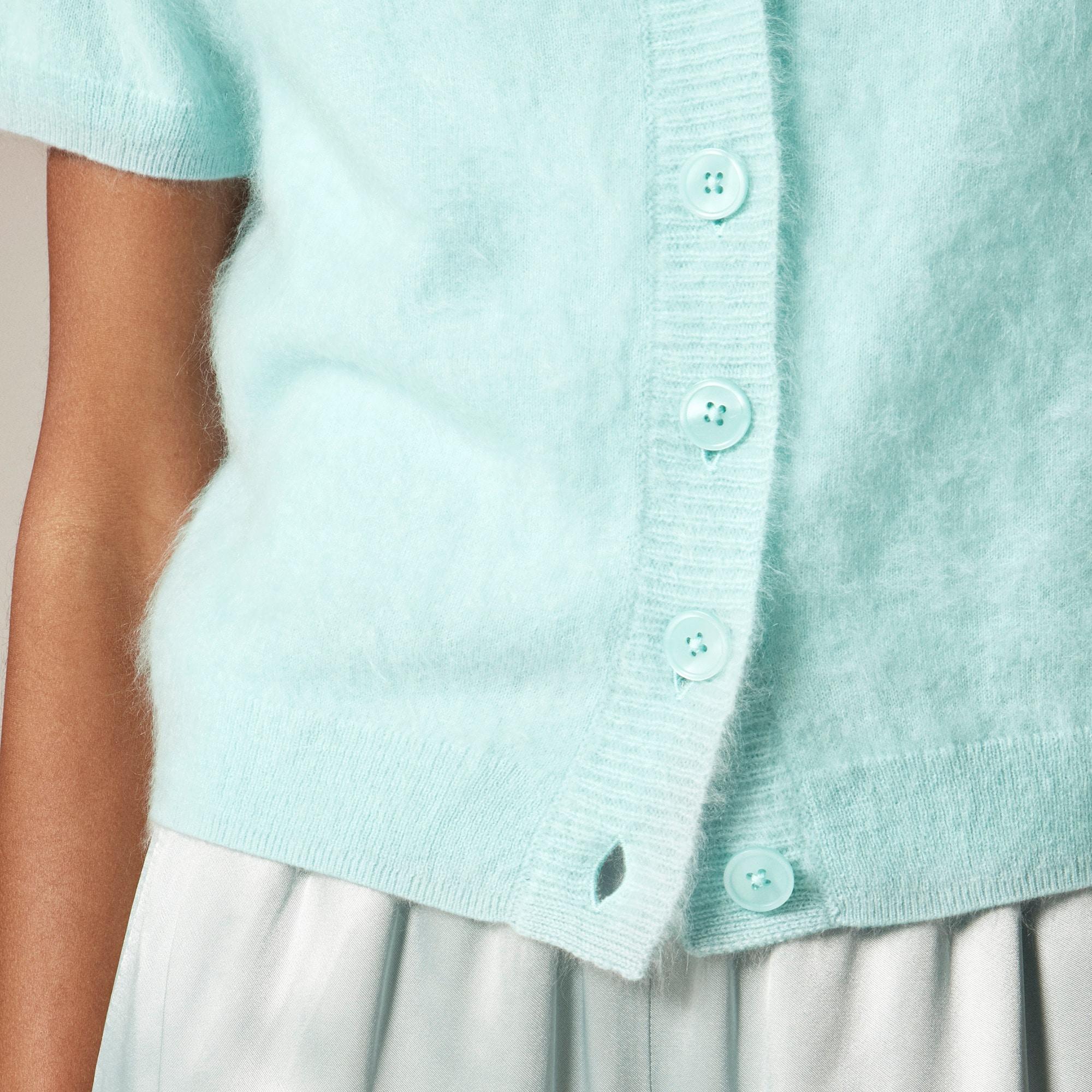 Brushed cashmere short-sleeve cardigan Product Image