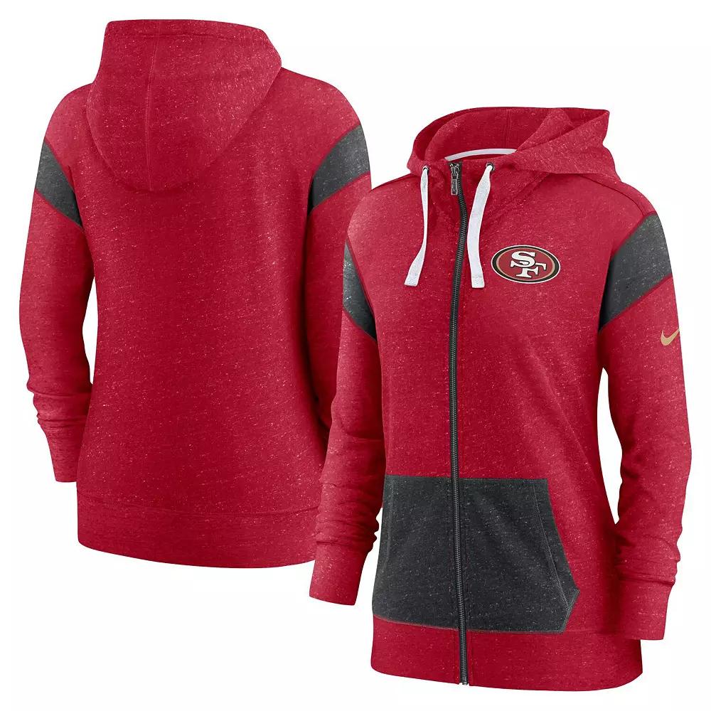 Women's Nike Scarlet/Heather Black San Francisco 49ers Monaco Lightweight Full-Zip Hoodie,  Product Image